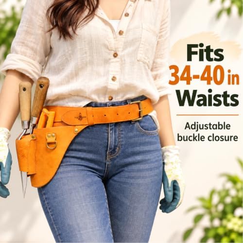 Leather Florist Tool Belt Pouch 3-Pocket Adjustable for Gardening Carpenter