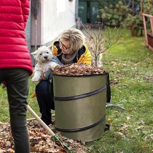 Collapsible Lawn and Leaf Waste Bag-Reusable Pop-Up Trash Can-Yard Debris-Garage Storage - Outdoor Tote Basket (10 Gallon Green Bag)