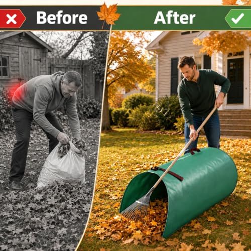 100 Gallon Leaf Collector, Reusable Dustpan-Type Lawn and Leaf Bag