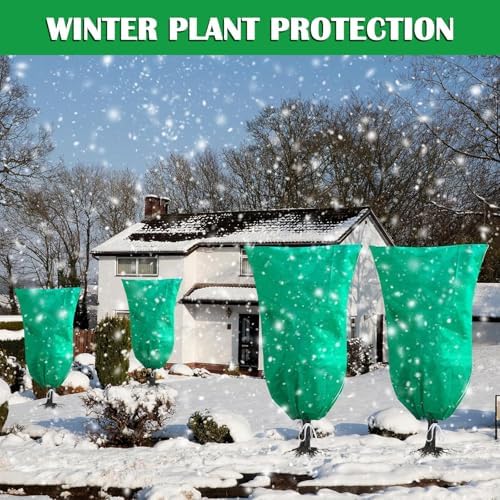 Plant Covers Freeze Protection, 98in*141in Winter Frost Cloths 2.8oz/yd² with Zipper and Drawstring, Garden Cover Protective Blankets for Outdoor Plants Fruit Palm Olive Trees (Green, 1pc)