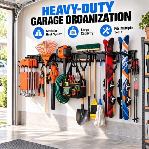 Ski Rack 99"Garage Tool Organizer Wall Mount 1000 lbs Garden Tool Organizer