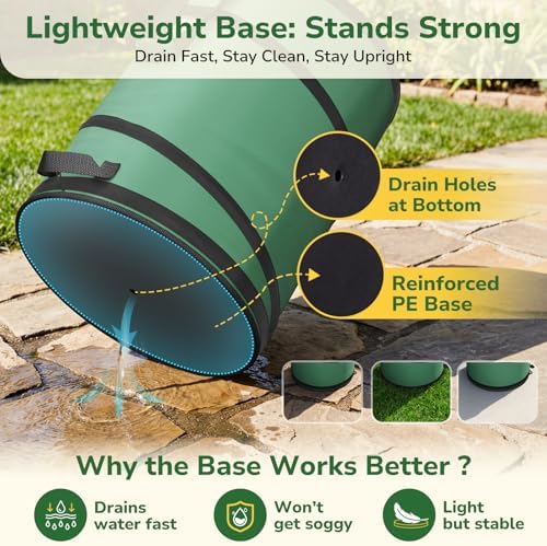 2-Pack Collapsible Trash Can, 45 Gallon Leaf Bags, Durable 600D