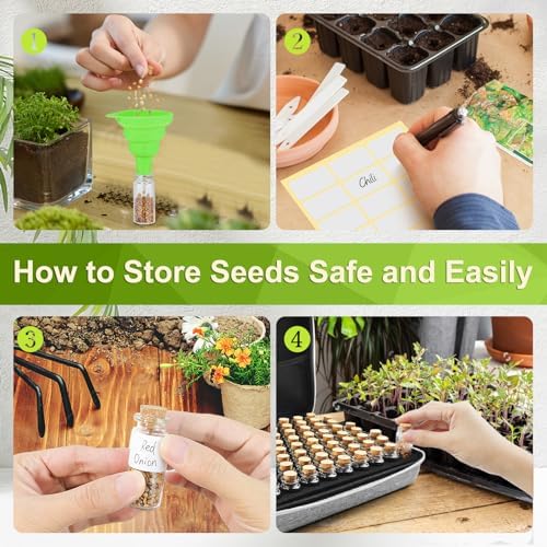 【80 Slots】 Seed Storage Organizer, Sturdy Seed Organizer Storage Box with Dual Zipper Bag and 84Pcs Label Stickers, Glass Seed Storage Container for Flower Vegetable Plants Garden Seeds Saving