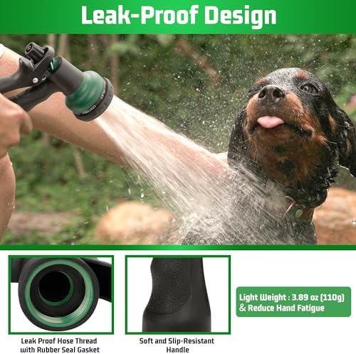 Hose Nozzle 2PK, Garden Hose Nozzle with 7 Adjustable Watering Patterns, ABS Hose Nozzle Sprayer, Non-Slip Water Spray Nozzle for Watering Plants & Lawns, Cleaning, Washing Pets & Cars
