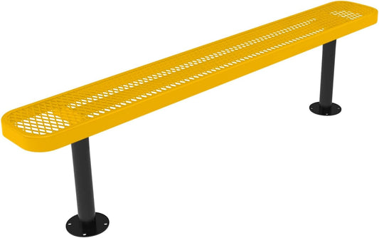 Coated Outdoor Furniture Heavy-Duty Outdoor Bench Thermoplastic Coated, Expanded Metal, Commercial-Grade Seating, Made in America (Surface Without Back, 6 Ft, Yellow)