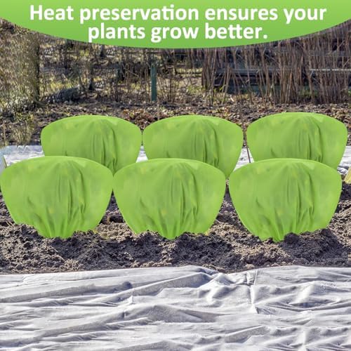 Winter Plant Covers Frost Protection Bags, Green, 6 Pcs