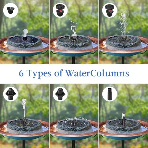 WANGIRO Solar Powered Bird Bath Fountain 7.8 Inch Dark Green