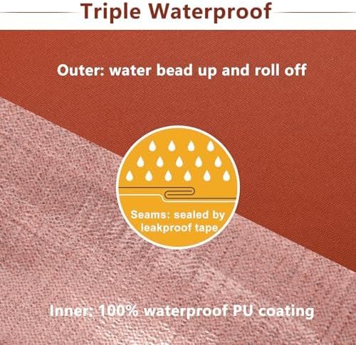 Favoyard Patio Chair Cushions 18 x 18 x 3 Inch Waterproof Outdoor Seat Cushions for Patio Furniture 3-Year Color Fastness Garden Sofa Couch Chair Pads with Handle & Adjustable Straps Set of 2, Spice