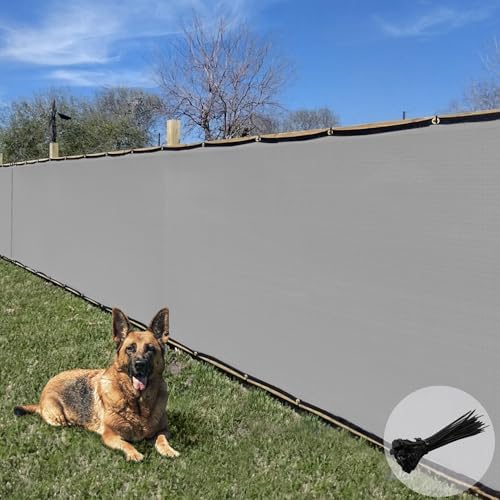 E&K Sunrise 6' x 161' Privacy Fence Screen with Grommets, Outdoor Windscreen Fence Covering Privacy Screen UV Blockage for Backyard Garden Patio, Zip Ties Included (Gray)