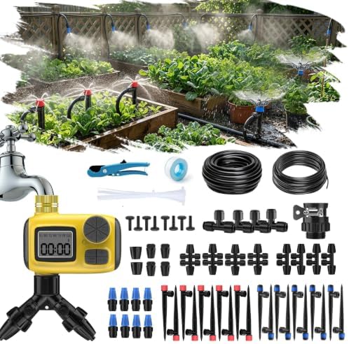 Drip Irrigation System, 165FT Garden Watering System with Water Timer