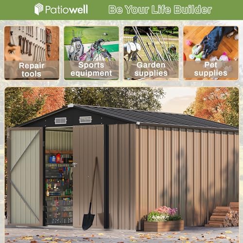 Patiowell 8x10 FT Outdoor Storage Shed, Brown
