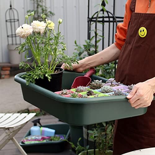 Garden Tidy Tray, Multifunctional One Piece Potting Tray for Seeding, Mixing, Growing and Pot Storage, Succulent and Cactus Soil Potting Mix Tray 23"x16.4"x4.3",Green