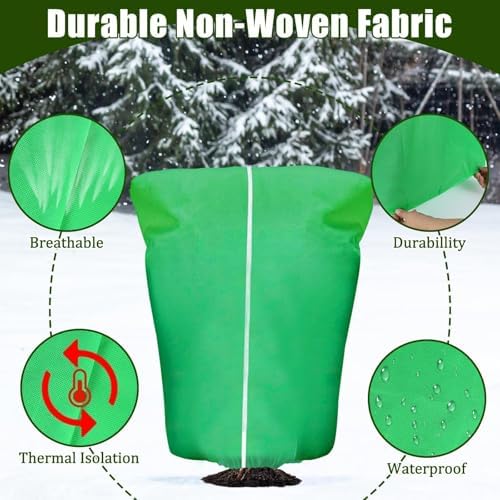 4 Pcs Plant Covers Frost Protection Bag 71"X47" Winter Reusable Plants Jacket with Zipper Drawstring Large Plant Protection Wraps Bags Frost Blanket for Winter Outdoor Garden Plants