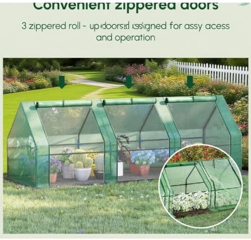 Durable Polyethylene Mini Greenhouse for Outdoor Gardening – Portable Grow Tent with Ventilation & UV Protection (Green + Steel)