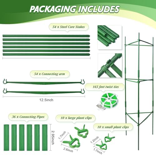 6 Pack Tomato Cage for Garden & Pots, Rust-Resistant Metal Plant Support