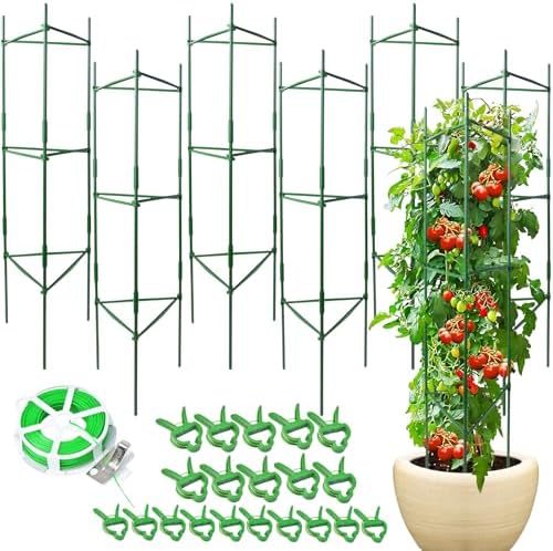 6 Pack Tomato Cage for Garden & Pots, Rust-Resistant Metal Plant Support