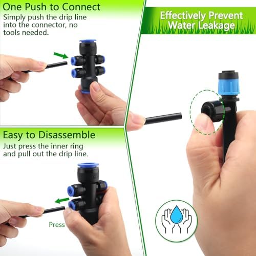 230FT Quick-Connect Drip Irrigation System Kit - 33FT 1/2" Main Tube & 197FT 1/4" Drip Line, Automatic Garden Watering System with Adjustable Emitters & Nozzles for Garden, Greenhouse, Yard, Lawn