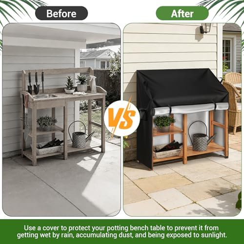 Kasla Outdoor Potting Bench Cover, 46" L×20" W×36/58" H