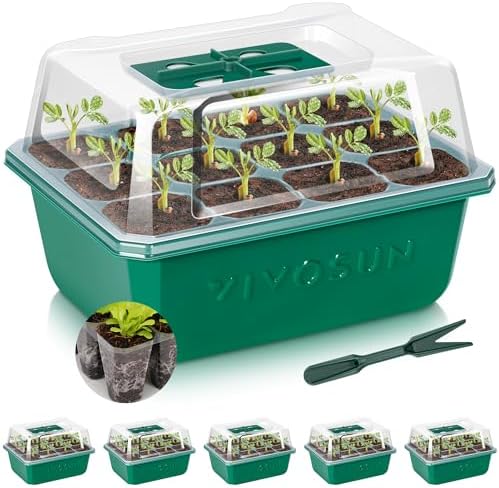 VIVOSUN 6-Pack Seed Starter Trays, 72-Cell Starter Kit with Humidity Dome