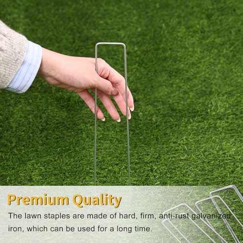 HongWay 60 Pack Landscape Staples 12 Inch, Galvanized Garden Stakes