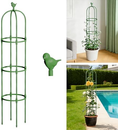 Garden Obelisk Trellis for Climbing Plants Outdoor, 5 FT Garden Trellis Plastic Coated Metal Plant Support for Indoor Outdoor, Tall Decorative Trellis for Roses, Flowers, Vines, Potted Plants