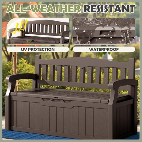 Homall 75 Gallon Outdoor Storage Benches Lockable Deck Box Waterproof