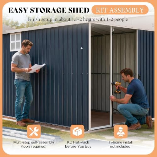 AMERLIFE 10x8 FT Lean-to Storage Shed with Lockable Door, Reinforced Frame