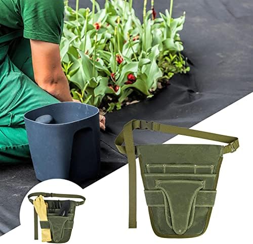 Handy Garden Tool Belt, with Multiple Pocket Heavy Duty Small Tool Belt Pouch Outdoor Gardening Tools Waist Belt for Women & Men Gardeners (Green)