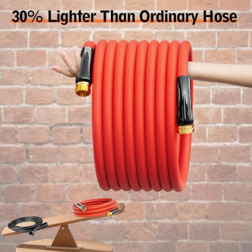 5/8" x 75FT Hot/Cold Rubber Garden Water Hose, -50℉ to 190℉