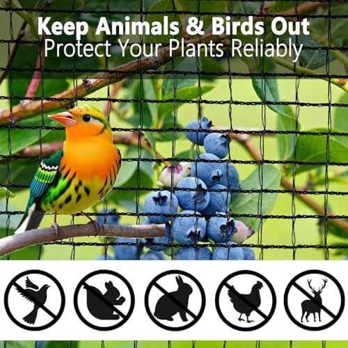 POYEE 10x30ft Bird Netting, 1/2-inch Square Mesh Garden Netting