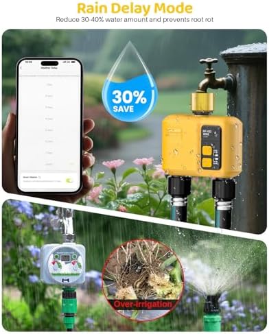 WiFi Water Timer 2 Outlet Garden, Brass Inlet