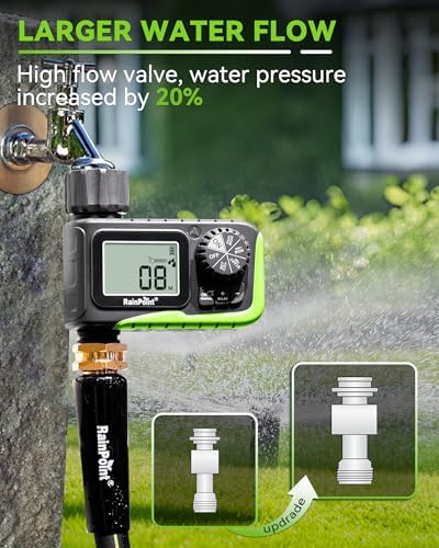 RAINPOINT Sprinkler Timer, Water Timer for Garden Hose, Garden Hose Timers for Watering, Irrigation with Manual Watering/Rain Delay for Outdoor Lawn & Yard