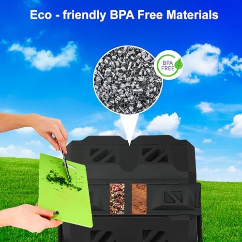 FDW | Outdoor Compost Bin | 43 Gallon | Black | Dual Chamber Tumbling Bin