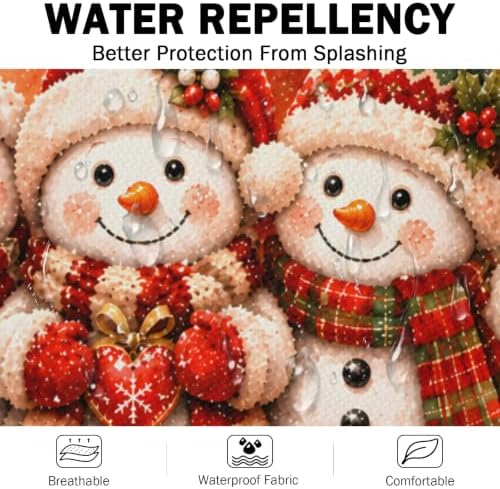 Christmas Aprons Red Snowman Kitchen Apron with 2 Pockets