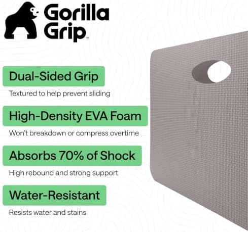 GORILLA GRIP® Extra Thick Foam Kneeling Pad for Gardening, 17.5x11 Gray