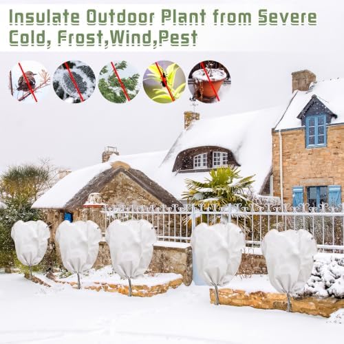 12 Pack Winter Plant Covers Frost Protection Bags 31.5" x 39.4", White
