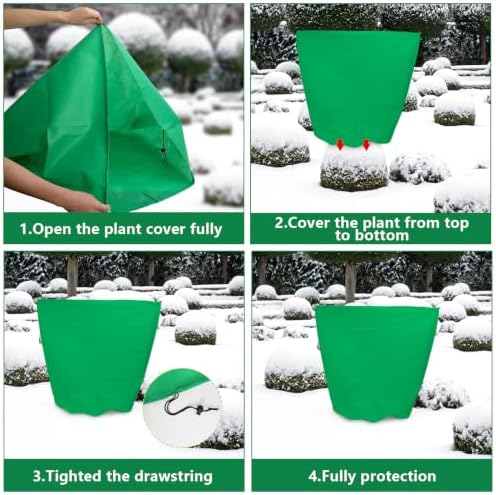 4 Pcs 39 x 39 in Winter Plant Covers Freeze Protection with Drawstring