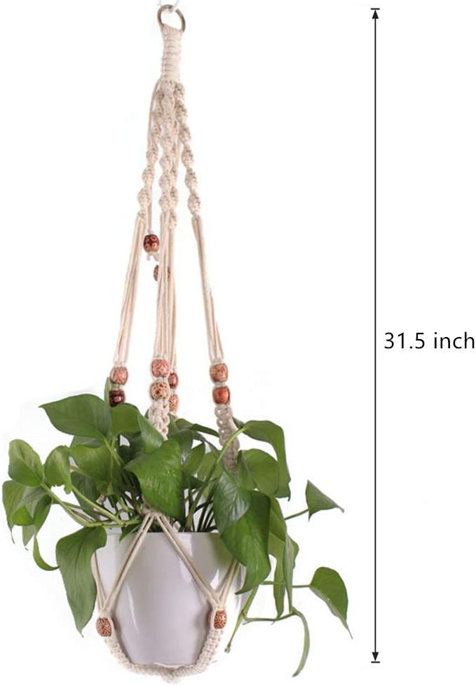 Belit Macrame Plant Hangers Indoor Outdoor 2 Pack Hanging Planters Basket with 2 Hooks Decorative Flower Pots Stand Home Decor