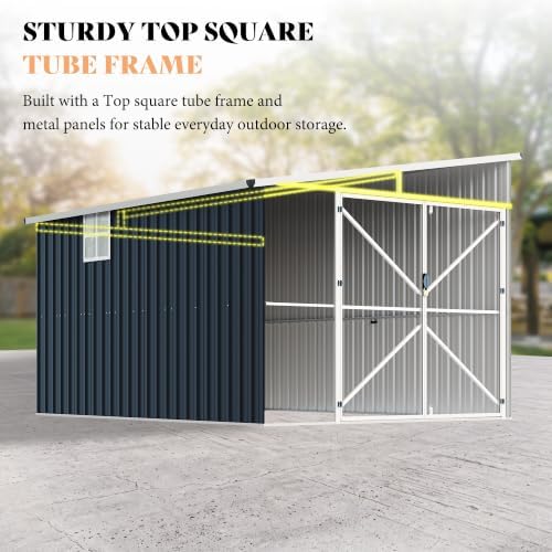 AMERLIFE 10x8 FT Lean-to Storage Shed with Lockable Door, Reinforced Frame