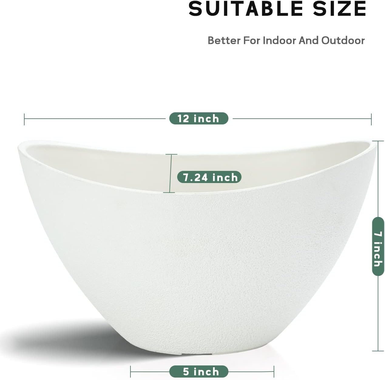 LaDoVita Plant Pots with Drainage Holes, 12 Inch Large Planters for Indoor Plants, Plastic Flower Pots Outdoor, 2 Pack, White