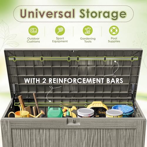 Devoko 125 Gallon Outdoor Storage Box, Waterproof Resin Deck Box