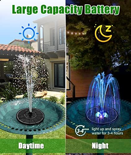 SZMP Solar Water Fountain Upgraded 100% Glass Panel, 3.5W Solar Powered Fountain Built-in 2000 Battery with 7 Nozzle & 4 Fixer, Solar Fountain Pump for Bird Baths, Fish Tank, Outdoor