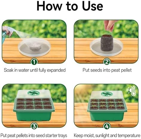 Seed Starter Tray with Peat Pellets, Green Seeding Starter Trays for Plants