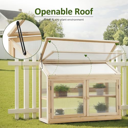 MCombo Wooden Cold Frame Garden Greenhouse Flower Planter 0160 (Natural)