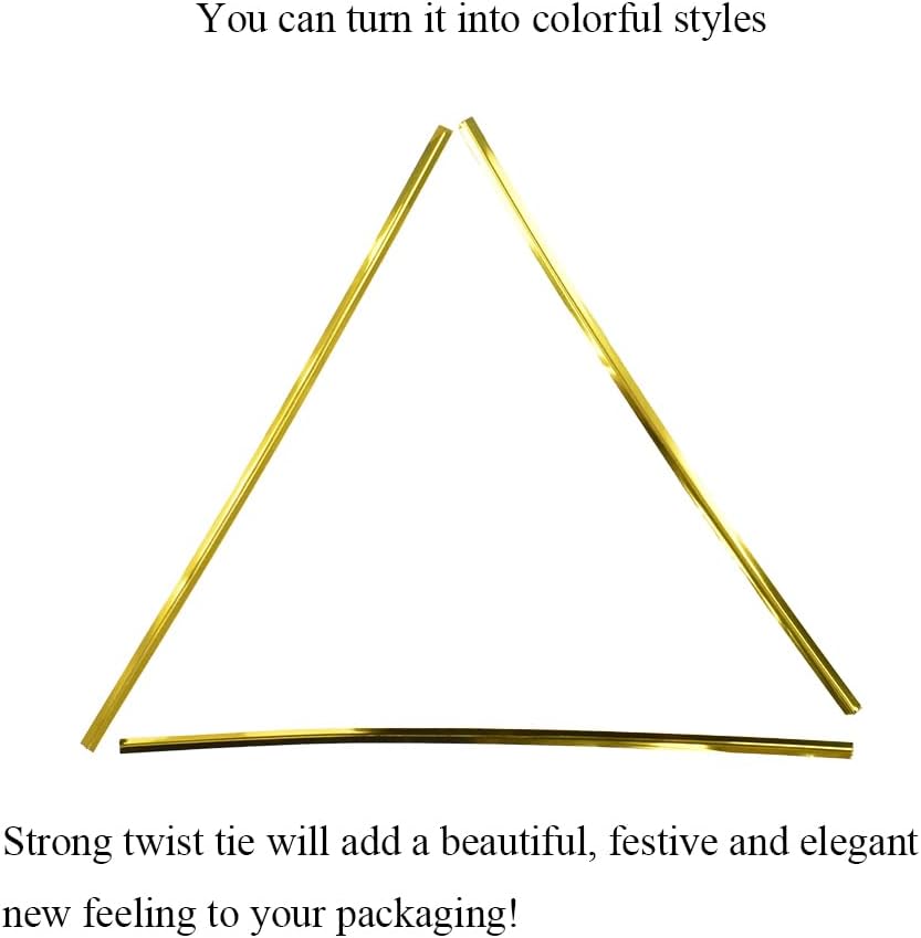 HAHIYO 300Pcs 6inches Gold Metal Twist Ties Bread Candy Coffee Bag Ties Plant Garden Twist Ties for Cellophane Treat Bags Gift Wraping Bags Plastic Bags Halloween Party Cake Present Art Crafts