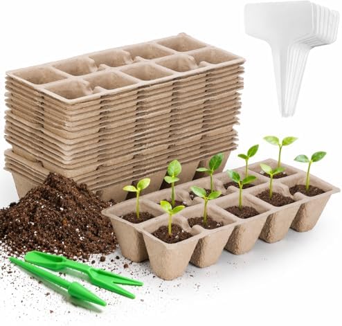 20 Pack Seed Starter Trays 10 Cell Plant Germination Tray, Seedling Starter Kit with Labels and Tools, Garden Propagation Trays for Indoor Outdoor Plants, Vegetables Flowers Herbs