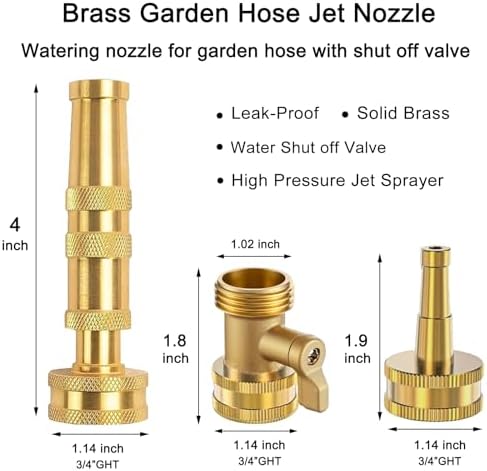 Heavy Duty Brass Hose Nozzle 3-Piece Set