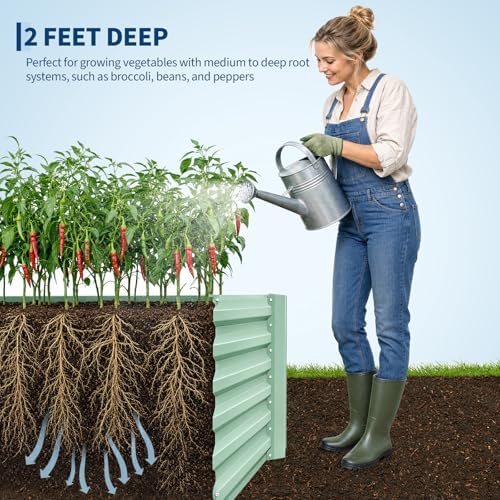 Garvee 2PCS 8x4x2ft Galvanized Raised Garden Bed, Outdoor Planter Box