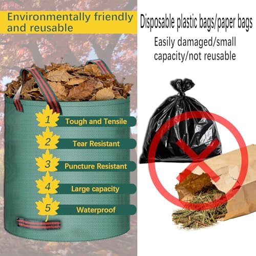 53 Gallon leaf bags yard waste bags lawn bags,It can be used to Cleaning fallen leaves, weeds, and yard trash, store outdoor toys and camping supplies, or for moving