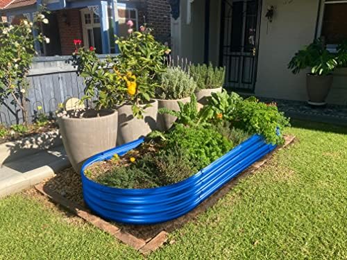 Land Guard Galvanized Raised Garden Bed Kit, Galvanized Planter Raised Garden Boxes Outdoor, Oval Large Metal Raised Garden Beds for Vegetables 4 x 2 x 1ft(1pcs) (Blue)…